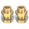 sourcing map 2Pcs Brass Bulkhead Fitting NPT 1/4" Female Double