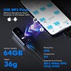 RUIZU 64GB USB MP3 Player with Bluetooth 5.3, Clip on