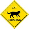 Cat Xing Crossing Sign, 12 x 12 Inches Black Cat