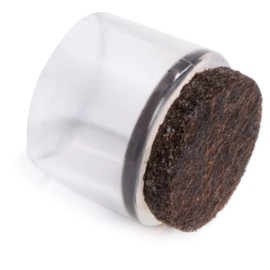 Adsamm® / 16 x Leg tips with felt for round tubes | ø for round tubes 0.94 - 0.98 '' (24 - 25 mm) | trasparente | round | outer caps with felt for tubular steel chairs