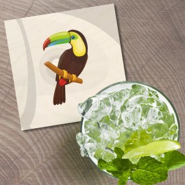 Unbranded Cute Toucan Animal 4'' X 4'' Square Wooden Coaster