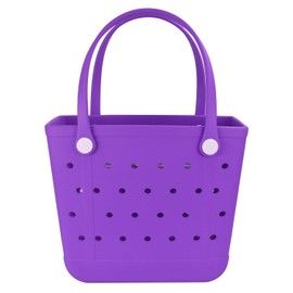 Addoklm Addoklm Medium Size Lightweight Rubber Beach Bag BABY Small Waterproof Washable Tote (Purple)