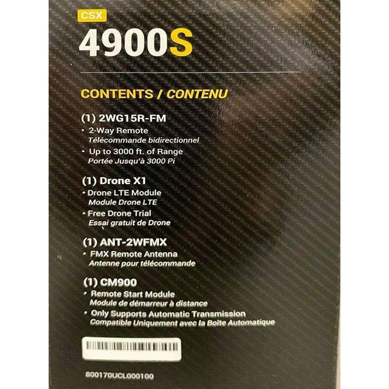 Compustar CSX4900-S 4-Button 2-Way, 3000' Remote Start System w/Drone X1LTE