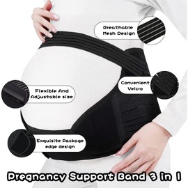 Yooumoga Pregnancy Support Maternity Belt, Maternity Belly Bands, Pregnancy Back Support, Waist Back Abdomen Band, Breathable & Adjustable Belly Band for Pregnant Women (XX-Large, Black)