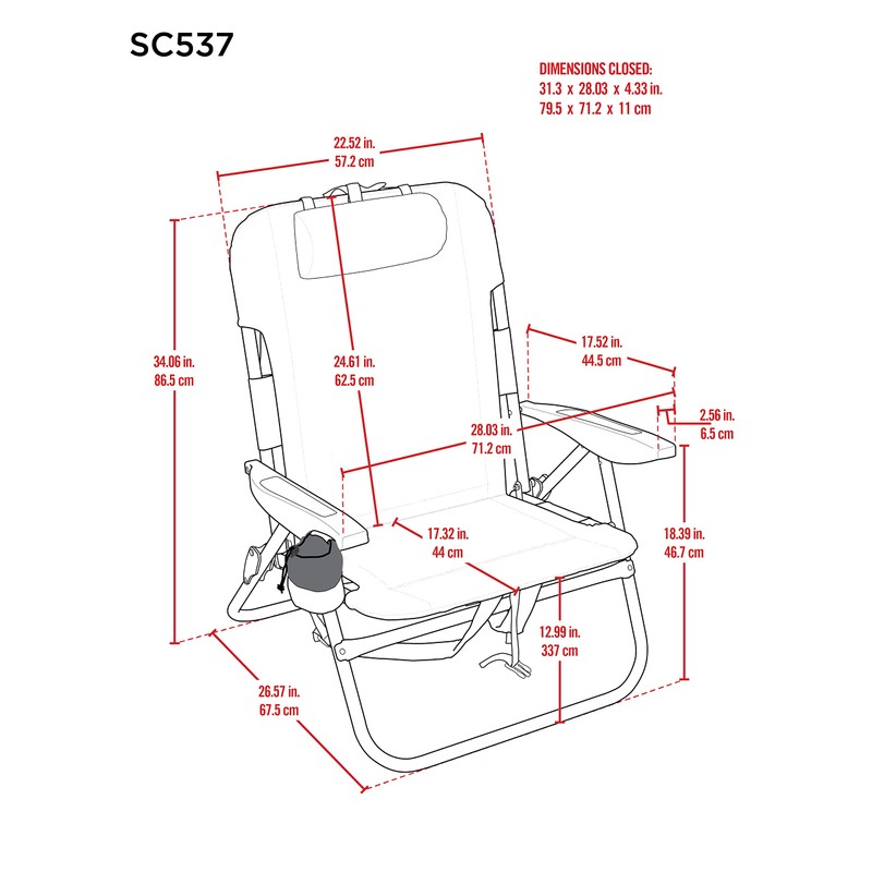 Tommy Bahama Big Boy 4-Position Folding 13" High Seat Backpack