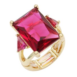 Lavencious Big Bold Radiant CZ Stones Stretch Rings for Women Size for 7-9, 7 - 9, Crystal, Cubic Zirconia