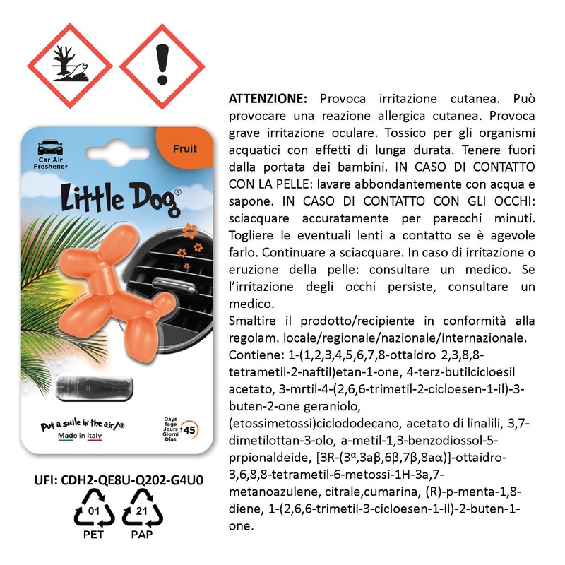 Little Dog LD008 Lufterfrischer Animierten 3D-Charakter, Orange
