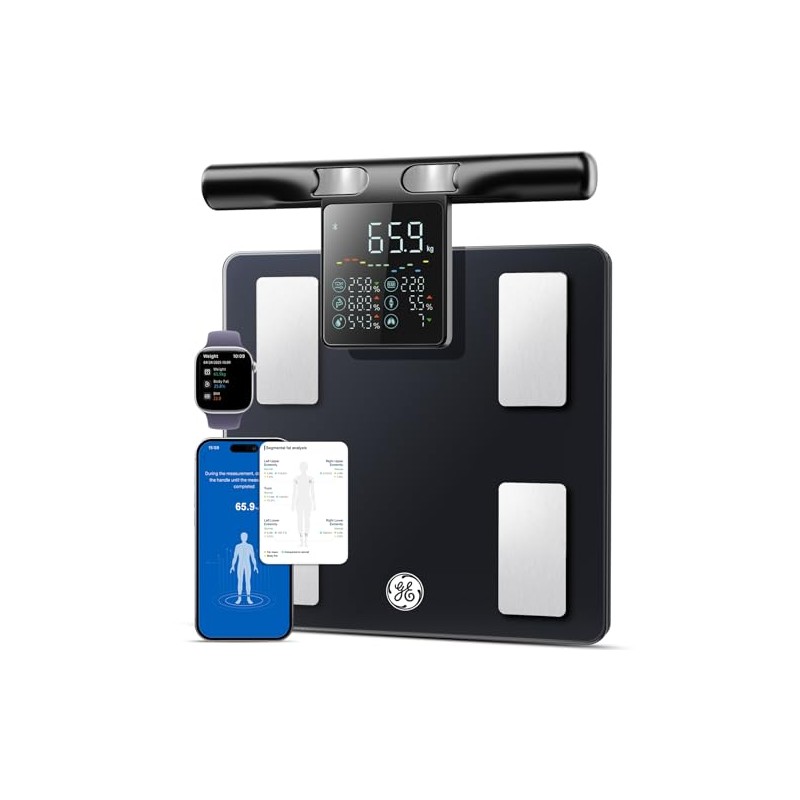 GE Scale for Body Weight, 8-Electrode Smart Bathroom Scale with
