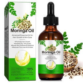 Generic Pure Moringa Oil for Hair Growth and Skin Care 2 fl oz Natural Cold-Pressed Moisturizing Anti-Aging Paraben-Free Nourishing Oil for Face Body and Scalp