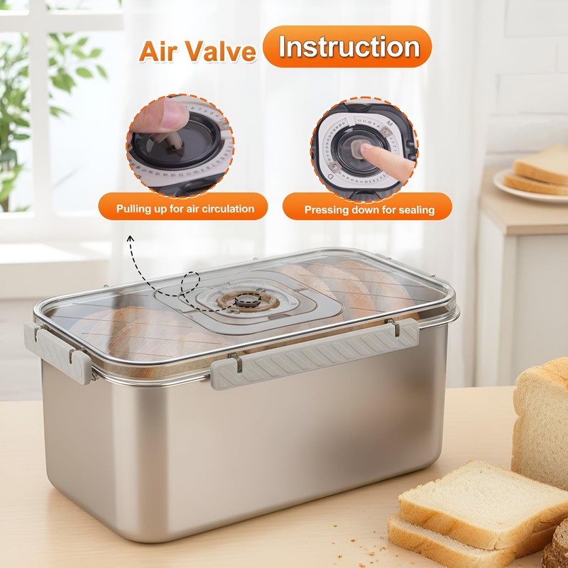 ANYPROLUS Bread Box Stainless Steel Bread Storage for Homemade Bread,