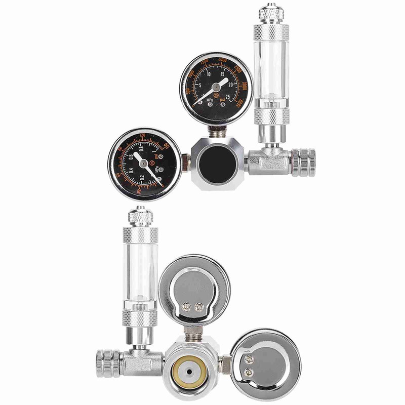 CO2 Regulator Aquarium Dual Gauge Display with Bubble Counter and