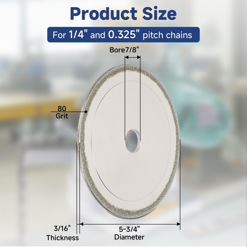 CBN Chainsaw Sharpening Wheel, 5-3/4” Dia, 7/8” Arbor, 3/16” Thick