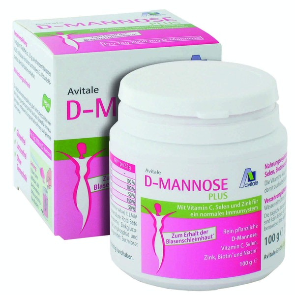 Avitale D-Mannose Plus Powder with Niacin and Biotin to Promote the Bladder Mucosa* - Only 1 Teaspoon Daily with Delicious Raspberry Flavour! Pack of 40