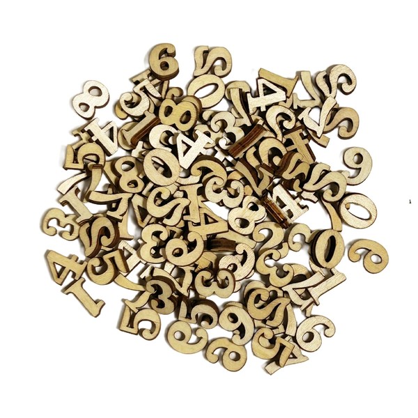Bliceon 400Pcs Mini Wooden Numeric 0-9, 15MM Small Craft Letters