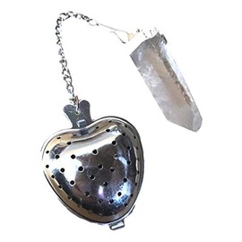 Quartz Crystal Heart Shaped Tea Infuser Stainless Steel Loose Leaf Ball Strainer