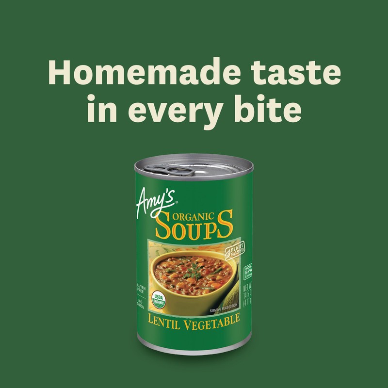 Amy’s, Vegan Lentil Vegetable Soup, Gluten Free, Made With Organic