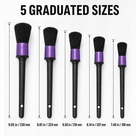 Car Detailing Brush Set, 5-Pack Purple Detail Brushes for Interior and Exterior Cleaning, Wheels, Engine Bay, Door Panels, Air Vents and Crevices