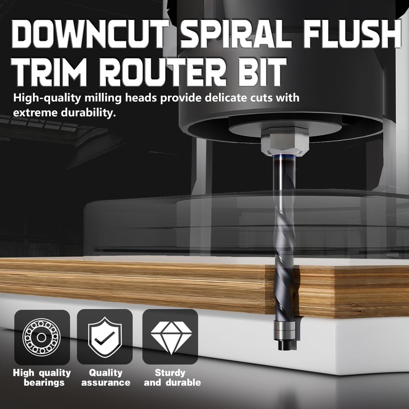 CSOOM Down Cut Spiral Flush Trim Router Bit with Double