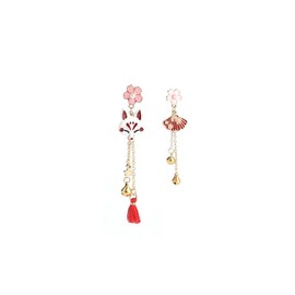 Asymmetric Flower Tassel Earrings Fan Earrings Cartoon Animal Fox Dangle Earrings Dainty Vintage Ethnic Stud Earrings Bell Earrings (Flower1)