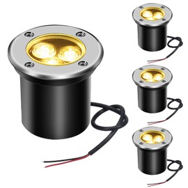 AHSELLUS Low Voltage Outdoor In-ground Lights Landscape Lights LED Well Lights 3W 12V-24V IP67 Waterproof Landscape Lighting Wired Driveway Pathway Garden Fence Warm White Yard Landscaping Lights