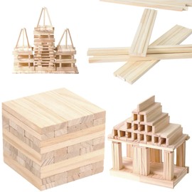 Pack of 60 Wooden Blocks for Crafts, 100 x 20 x 7 mm Wooden Building Block Crafts, Versatile Blocks, Wooden Decorative Accessories, Versatile Pine Craft Strip for Children, DIY Model Making