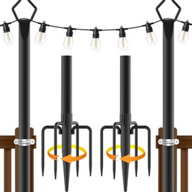 AILBTON 2 Pack 10Ft String Light Poles,Light Poles for Outside String Lights,Outdoor Light Poles with Fork,Metal Pole Stand for Patio,Backyard,Deck