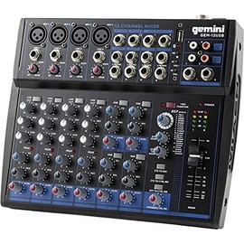 Gemini Sound Professional Audio Equipment GEM-12USB Compact Rotary 12 Channels Live Sound Music Podcast Bluetooth USB DJ Mixers with 3 Band EQ, 4 Mic Inputs