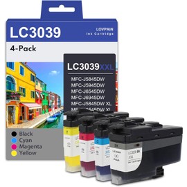 LC3039 Ultra High-Yield Black/Cyan/Magenta/Yellow Ink Cartridges(4Pack) - Lvan Compatible LC3039XXL Ink Cartridge Set Replacement for Brother LC3039 Ink MFC-J5845DW MFC-J5945DW MFC-J6545DW Printer
