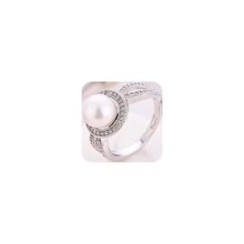 MIAHAO Women Pearl & White Sapphire 925 Sterling Silver Ring Wedding Party Jewelry New Size 6-10 (US Code 10)