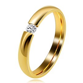 Uloveido Womens 3mm Gold Titanium Steel High Polished Plain Band, Couples Matching Wedding Promise Rings for Her (size T1/2)
