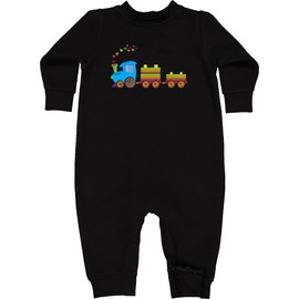 inktastic Colorful Toy Train Baby Fleece Romper 12 Months Black 197b8