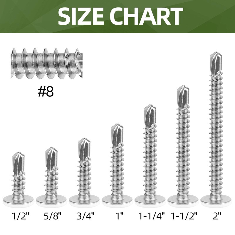 #8 x 3/4" (100 PCS) White Head Fast Self Tapping
