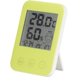 Yazawa Corporation DO05GR Digital Thermometer/Hygrometer, Green with Heatstroke and Flu Alert
