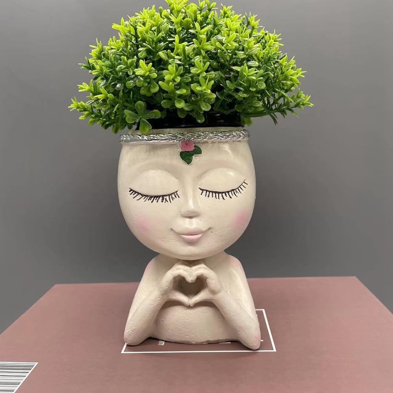 1 Piece Face Planter Cute Planter Decorative As Shown Resin