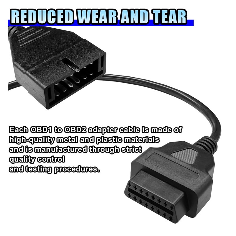 DUSCOKE OBD1 Scanner Connector, OBD1 12Pin Male to OBD2 16Pin