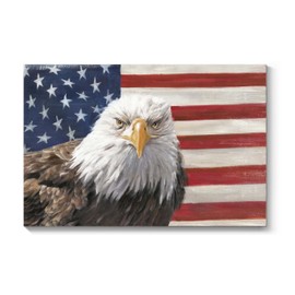 TAR TAR STUDIO American Flag Eagle Canvas Art - Modern Patriotic Wall Decor, Bald Eagle & USA Print for Man Cave Office Bedroom 24x16 in