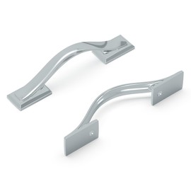 Hickory Hardware 1 Pack Solid Core Kitchen Cabinet Pulls, Luxury Cabinet Handles, Hardware for Doors & Dresser Drawers, 3 Inch Hole Center, Chrome, Dover Collection