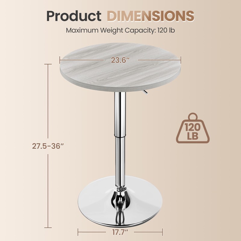 Yaheetech Round Bar Table, Adjustable Height and 360° Swivel Bar