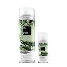 IGK Direct Flight Multi-Tasking Matcha Dry Shampoo | Full + Travel Size | Oil Absorbing, Heat-Free Volume and Texture Boost | Lifts Dirt and Build Up | 2 Pack