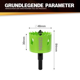 CSOOM 48 mm M42 Bi-Metal Hole Saw Drill Bit for Working in Plasterboard, Plastic, Wood, Thin Metal, Thin Sheet Steel, High Performance Drilling Tool