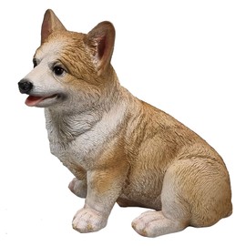 Fachhandel Plus Decorative Corgi Animal Figurine Dog Puppy Sitting Detailed Indoor Outdoor