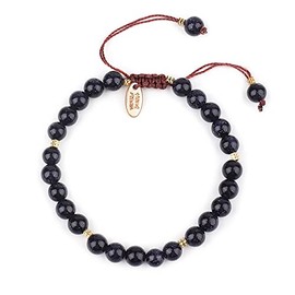 TreasureBay Womens Girls Handmade 6mm Natural Gemstone Bracelet For Small Wrist Adjustable from 16cm to 18cm (Blue Sandstone)
