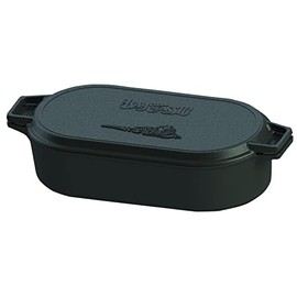 Bayou Classic 7477 6-qt Cast Iron Oval Fryer w/ Griddle Lid Perfect For Large Batch Frying Cooking Whole Chickens Pot Roasts & Reverse Griddle Lid Perfect For Large Batch Breakfast Burgers