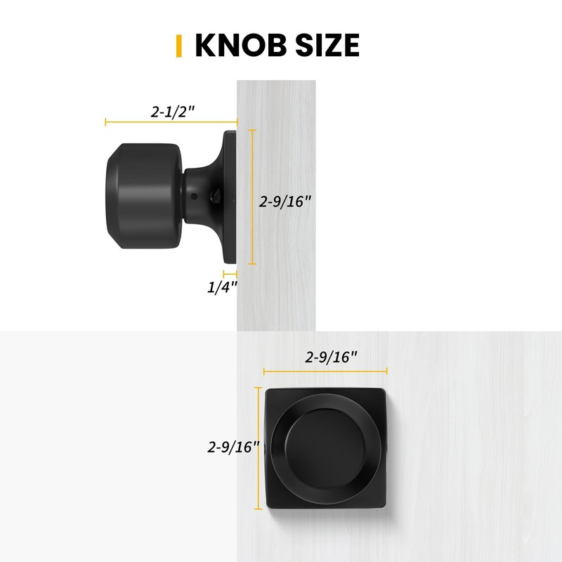 goldenwarm Black Half Dummy Door Knobs, Single Side Door Handles