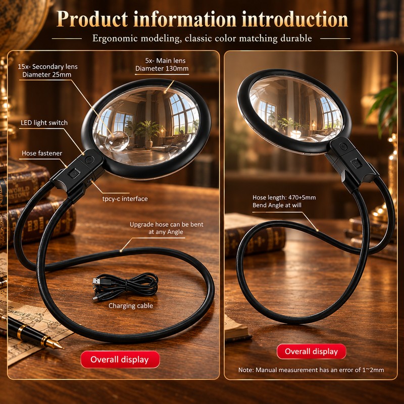 5X/15X Neck Magnifier for Reading & Crafts – Rechargeable 36