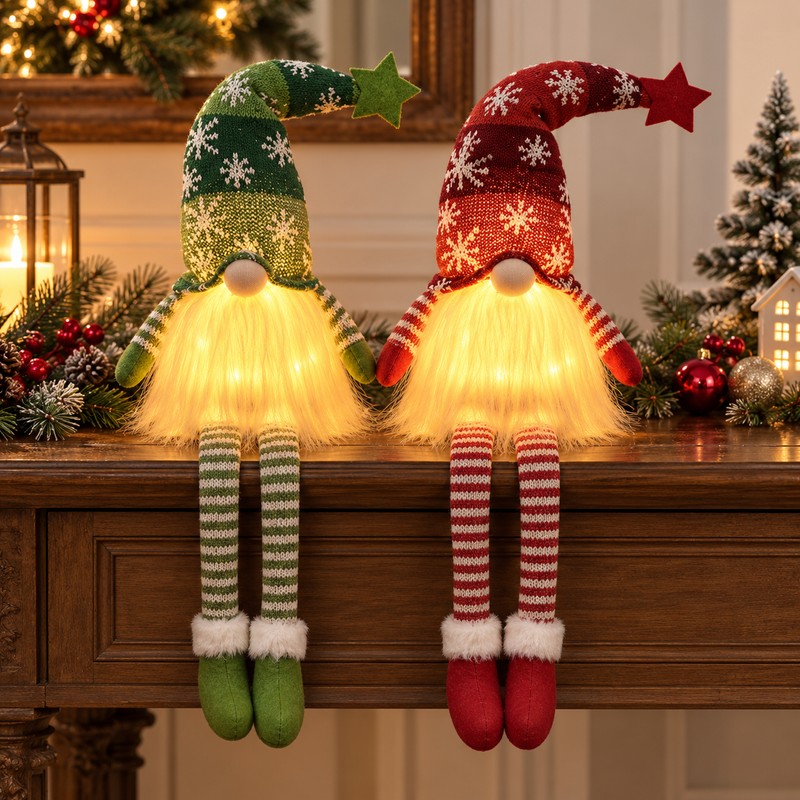 2-Pack LED Christmas Gnome Decorations for Holiday Home Decor –