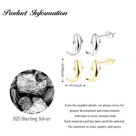 CONILOK Cute Fish Earrings Silver 925 Stud Earrings Women's Jewellery Earring Small Gifts for Women Girls Best Friend Mother Birthday Christmas Day Valentine's Day, Silver