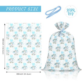 WRAPAHOLIC 56" Large Baby Boy Plastic Gift Bag - Adorable Blue Elephant with Baby Boy Lettering Design for Baby Shower, Kids Birthdays, Parties, Celebrating, or Any Occasion - 56" H x 36" W