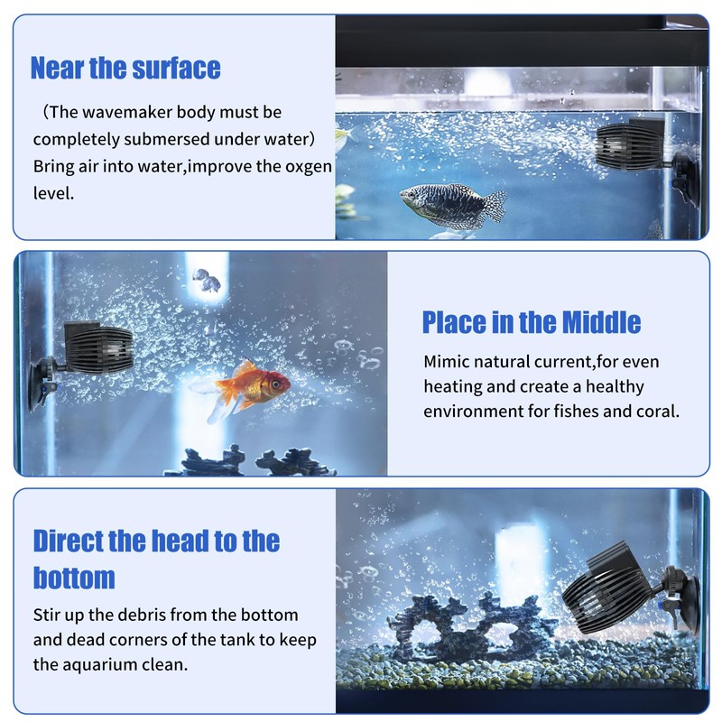 AQUANEAT Circulation Pump, 480 GPH Aquarium Wave Maker, Fish Tank