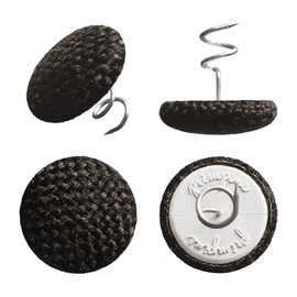 Primpins Long Upholstery Pins - Performance Poly - 4 Colors Available - Fabric Covered Button Twist Pins - Keeps Furniture Covers in Place (Set of 12, Black)